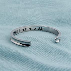 img 2 attached to 🙏 Christian Jewelry Hair Tie Bracelet: Walk by Faith Not by Sight - Bible Verse Faith Bracelet