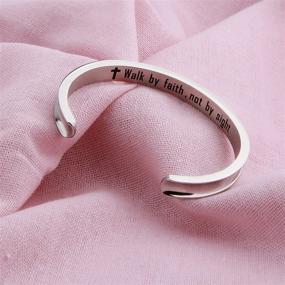 img 1 attached to 🙏 Christian Jewelry Hair Tie Bracelet: Walk by Faith Not by Sight - Bible Verse Faith Bracelet