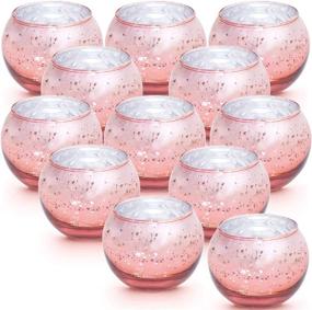 img 4 attached to 🕯️ Rose Gold Mercury Glass Tealight Candle Holders Set of 12 - Ideal for Wedding, Party, Home Decor - Votive Candle Holders
