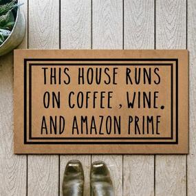 img 2 attached to 🍷 Doormat Funny Front Door Mat - Coffee & Wine Lover's Rubber Non-Slip Funny Doormat for Outdoor/Indoor Use - 23.6"(W) x 15.7"(L)