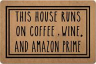 🍷 doormat funny front door mat - coffee & wine lover's rubber non-slip funny doormat for outdoor/indoor use - 23.6"(w) x 15.7"(l) logo