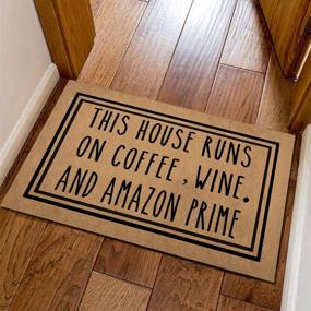 img 1 attached to 🍷 Doormat Funny Front Door Mat - Coffee & Wine Lover's Rubber Non-Slip Funny Doormat for Outdoor/Indoor Use - 23.6"(W) x 15.7"(L)