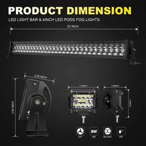 img 3 attached to 🚗 TURBO SII - 32 Inch 180W 5D Spot Flood Combo Offroad LED Light Bar + 2 x 4 Inch 60W LED Pod Lights + Wiring Kit for Trucks, ATV, UTV, Polaris Ranger, RZR, Jeep, Toyota, Ford, Golf Cart, Boats