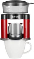 автоматический кофеварка "linkind pour over", 120 мл, одна чашка, работающая от батареи, с экологически чистым фильтром из нержавеющей стали, имитация ручной варки кофе, компактный размер, портативный для использования в помещении и на открытом воздухе, ярко-красный. логотип