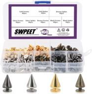 swpeet 160 pairs 4 colors 7mm x 9.5mm bullet cone spikes and 🔩 studs – metal screw back rivets for diy leather craft, cool punk studs, coincal layer logo