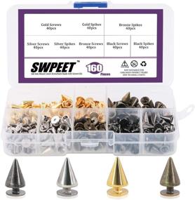 img 4 attached to Swpeet 160 Pairs 4 Colors 7mm x 9.5mm Bullet Cone Spikes and 🔩 Studs – Metal Screw Back Rivets for DIY Leather Craft, cool Punk Studs, Coincal Layer