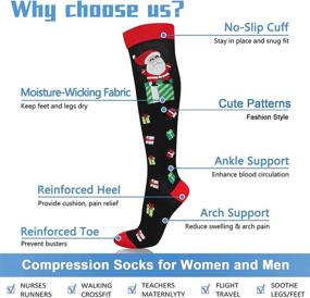 img 2 attached to Premium 6 Pair Compression Socks: Knee-High 20-30 mmHg for Nurses, Travel, Pregnancy, Christmas and More (S/M)