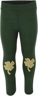 stylish baby girls' st patrick's day leggings with gold clover accent logo