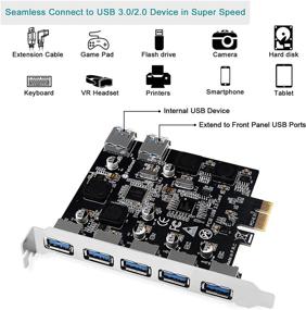 img 1 attached to FebSmart 7-Port USB 3.0 Superspeed 5Gbps PCIe Expansion Card for Windows Server, XP, Vista, 7, 8.x, 10 PCs - Self-Powered Technology, No Additional Power Supply Required (FS-U7-Pro)