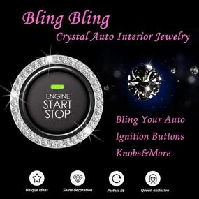 img 1 attached to 💎 Аксессуар Anjournee с блестками из кристаллов "Rhinestone" для двигателя автомобиля, кольцо на кнопку зажигания, эмблема-наклейка, декоративное украшение интерьера автомобиля в стиле "girly" для крышки кнопки "push to start", ручки регулировки кондиционера и крышки рукоятки переключения передач.