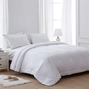 img 3 attached to NexHome Microfiber Lightweight Comforter White Sawtooth