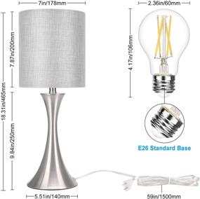 img 3 attached to 💡 Modern 3-Way Touch Control Table Lamp with Dimmable Bedside Desk Lamp, Metal Base, Stylish Gray Shade - Ideal for Bedroom, Living Room, Office - Includes Edison Bulb