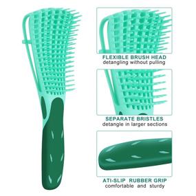 img 1 attached to Detangling Brush for Curly Hair - 2 Pack, ez Detangler Brush for 3a to 4c Kinky Wavy Hair, Wet/Dry Use, Exfoliating for Beautiful and Shiny Curls - Green & Pink