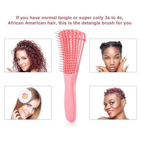 img 2 attached to Detangling Brush for Curly Hair - 2 Pack, ez Detangler Brush for 3a to 4c Kinky Wavy Hair, Wet/Dry Use, Exfoliating for Beautiful and Shiny Curls - Green & Pink