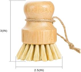 img 3 attached to 🌿 GREENTH PRO Bamboo Dish Brush: 3 Pack Eco-Friendly Sisal Pot Scrubber with Ceramic Holder - Wooden Brush for Pots, Dishes, and Vegetables (3 Brushes and 1 Holder)