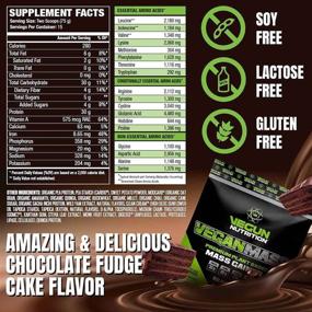 img 3 attached to Vegun Nutrition VEGANMASS Протеиновый порошок для набора мышечной массы Vegan Mass Gainer - Органическое растительное средство для замены приема пищи, созданное для увеличения мышечной массы - без глютена, сои и молочных продуктов - Шоколадный фадж кейк