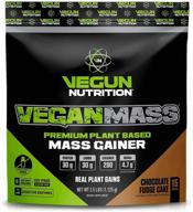 vegun nutrition veganmass vegan mass gainer protein powder - plant based organic meal replacement superfood for muscle weight gain bulking - gluten soy dairy free - chocolate fudge cake logo