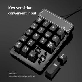 img 1 attached to Waterproof USB Number Pad: Kadaon 19 Keys Silent Numeric Keypad with Mini USB Cable for Laptop/Notebook, Windows System Compatible