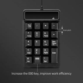 img 3 attached to Waterproof USB Number Pad: Kadaon 19 Keys Silent Numeric Keypad with Mini USB Cable for Laptop/Notebook, Windows System Compatible