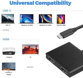 img 2 attached to 💻 Адаптер с двумя портами HDMI USB C - конвертер Type C/Thunderbolt 3 в HDMI 4K@30Гц - адаптер для подключения двух мониторов к MacBook Pro 2020/2019, MacBook Air 2020/2019, iPad Pro 2020, Dell XPS, Surface Book 2 и другим устройствам.