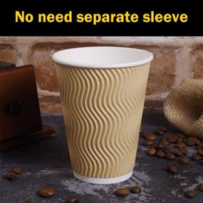 img 1 attached to SPRINGPACK 12oz 100 Packs Insulated Kraft Ripple Wall Disposable To Go Paper Coffee Cups with Lids & Straws - 100 Count 12 oz for Office Parties, Home, Travel