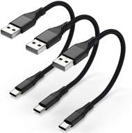 3 pack of 6 inch fast charging usb-c cables, durable usb a to usb type c 3a charging cord for station, compatible with samsung galaxy note 10/20, s10, a21 plus, lg v30/v20/v40 logo