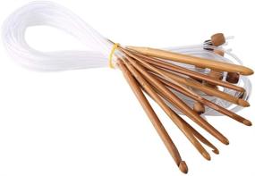 img 4 attached to 🧶 Versatile Afghan Tunisian Crochet Hooks Set: Bamboo Knitting Needles with Plastic Cable - Ideal for All Crochet Skill Levels