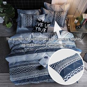 img 1 attached to 🛏️ Queen Size Blue and Teal Striped Duvet Cover - HYPREST Bohemian Soft Lightweight Comforter Cover Set with Zipper Closure and Corner Ties, Hotel Quality - Oeko-TEX Certificated (No Comforter)