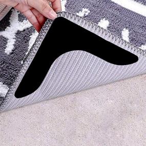 img 4 attached to High-Stick Rug Grippers - Prevent Curling with Non-Slip Carpet Tape. Keep Your Rug in Place, Flatten Corners and Edges. Reusable 8pcs (Black)