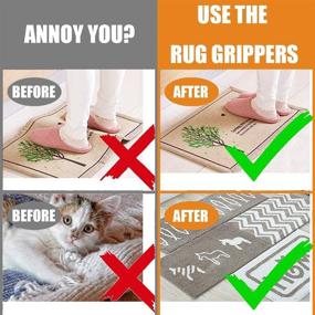 img 3 attached to High-Stick Rug Grippers - Prevent Curling with Non-Slip Carpet Tape. Keep Your Rug in Place, Flatten Corners and Edges. Reusable 8pcs (Black)