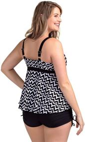 img 3 attached to 👙 PERONA Women's Plus Size Swimwear: Sexy V-Neck Tankini with Tummy Control, 2 Piece Swimsuit