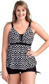 img 4 attached to 👙 PERONA Women's Plus Size Swimwear: Sexy V-Neck Tankini with Tummy Control, 2 Piece Swimsuit