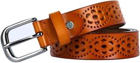 img 3 attached to Uxcell Carved Multi Hole Leather Burgundy Women's Accessories and Belts