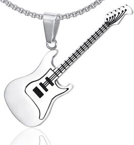 img 4 attached to Xusamss Titanium Guitar Pendant Necklace Boys' Jewelry