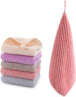 super absorbent hanging hand towels for kitchen & 🧽 bathroom - set of 5, machine washable and fast drying logo