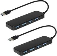 🔌 high-speed 4-port usb 3.0 hub - hongde 2 pack, ultra-slim, compatible with macbook, imac, surface pro, xps, pc, flash drive and mobile hdd logo