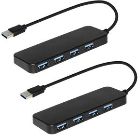 img 4 attached to 🔌 High-Speed 4-Port USB 3.0 Hub - HONGDE 2 Pack, Ultra-Slim, Compatible with MacBook, iMac, Surface Pro, XPS, PC, Flash Drive and Mobile HDD