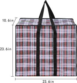 img 2 attached to 👜 CLARA Large Checkered Storage Bag: Oversized, Waterproof Moving Tote with Carrying Handles - Reusable Laundry Bag & Luggage Organizer (Black, 24×24’’)