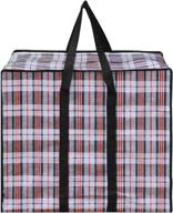 👜 clara large checkered storage bag: oversized, waterproof moving tote with carrying handles - reusable laundry bag & luggage organizer (black, 24×24’’) логотип