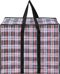 img 4 attached to 👜 CLARA Large Checkered Storage Bag: Oversized, Waterproof Moving Tote with Carrying Handles - Reusable Laundry Bag & Luggage Organizer (Black, 24×24’’)