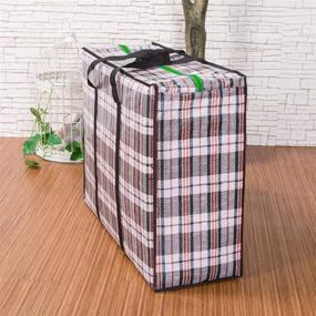 img 3 attached to 👜 CLARA Large Checkered Storage Bag: Oversized, Waterproof Moving Tote with Carrying Handles - Reusable Laundry Bag & Luggage Organizer (Black, 24×24’’)