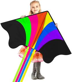 img 3 attached to 🪁 Large Colorful Delta Kite by Ynanimery - Easy to Fly at the Beach, Perfect for Kids & Adults. Includes String - Ideal for Beach Outdoor Play Games & Activities, Simple Assembly & Portability