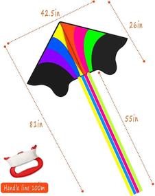 img 1 attached to 🪁 Large Colorful Delta Kite by Ynanimery - Easy to Fly at the Beach, Perfect for Kids & Adults. Includes String - Ideal for Beach Outdoor Play Games & Activities, Simple Assembly & Portability