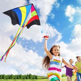 img 2 attached to 🪁 Large Colorful Delta Kite by Ynanimery - Easy to Fly at the Beach, Perfect for Kids & Adults. Includes String - Ideal for Beach Outdoor Play Games & Activities, Simple Assembly & Portability