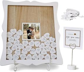 img 4 attached to 📸 Personalized Oak Frame Guest Book with Custom Insert, 85 White Hearts, Photo Display - Perfect for Weddings, Showers, Graduations, and More!