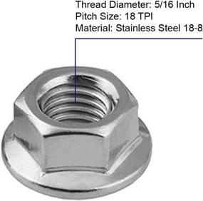 img 3 attached to Pack of 50 Stainless Steel 18-8 (304) Serrated Flange Hex Lock Nuts, Bright Finish, 5/16-18 Size