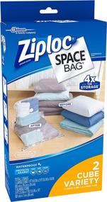 img 1 attached to 📦 Maximize Storage with Ziploc Space Bag - 2 Piece Cube Combo Vac Bags (1 Large and 1 Extra Large), Clear