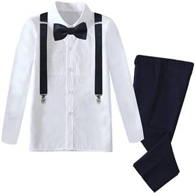 img 4 attached to 👔 Formal Suit Set with Suspender Pants for Boys