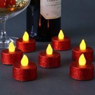 🕯️ loguide red led tea lights candles: battery operated flameless red glitter decorations - ideal for christmas, weddings, parties, anniversaries, vampire themes - pack of 12 логотип