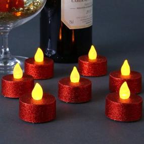 img 4 attached to 🕯️ LOGUIDE Red LED Tea Lights Candles: Battery Operated Flameless Red Glitter Decorations - Ideal for Christmas, Weddings, Parties, Anniversaries, Vampire Themes - Pack of 12